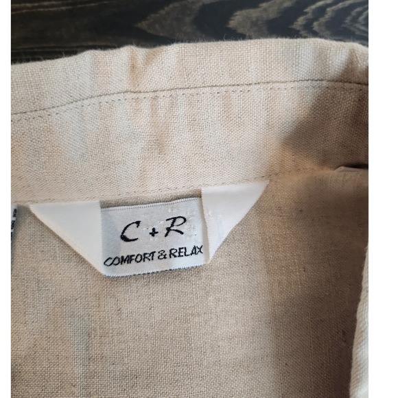 C + R‎ Comfort & Relax Womans Beige Linen Blouse Long Sleeve Size Small - Picture 5 of 5